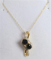 Genuine Sapphire Diamond Necklace