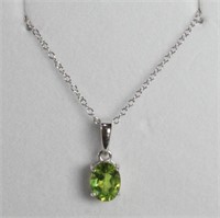 Genuine Oval Peridot Solitaire Necklace
