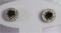 3.16ct. Black & White Diamond Solitaire Earrings