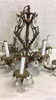 Vintage Brass & Crystal Chandelier approx 21x24
