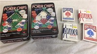 Poker Chips & 4 Decks Of Cards (Bicycle cards