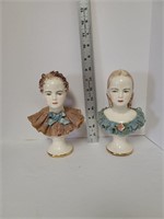 Pair of California  Boy and Girl Dresden Busts