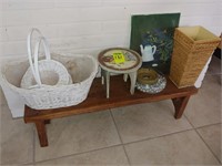 Wooden Bench & Contents
