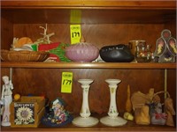 2 Shelves of What-Nots,Lenox Candle Stick Holders