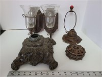 1 Pair Wall Sconces & Antique Lamp Parts