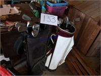 2 golf bags & clubs