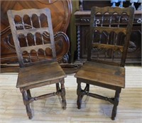 Spindle Back Oak Chairs.