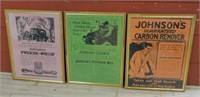 Framed Johnson's Advertising Posters.
