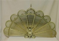 Gryphon Accented Peacock Style Fire Screen.