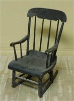 Early Painted Wooden Child's Rocker.