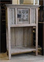 Neo Gothic Limed Linen Fold Cabinet.