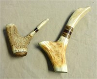Antler Pipes with Inlaid Wood Accents.