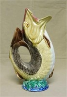 French Majolica Gurgling Fish Pitcher.