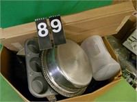Box of Pans and Miscellaneous Items