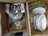 2 Boxes with Glass Dishes and Pans