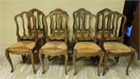 Louis XV Style Rush Seat Oak Chairs.