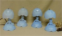 Blue Crinoline Lady Glass Table Lamps.