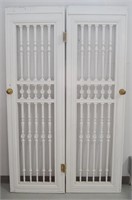 2 pcs Antique Painted Spindle French Doors