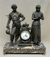 Large "L'Angelus" Figural Spelter Clock.