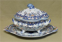 Rouen Faience Lidded Tureen and Underplate.
