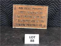 Copper Sign for Print office