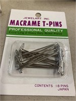Macramé T pins. Four boxes 12 cards to the box.