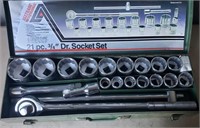 Alltrade 21 Piece 3/4" Drive Socket Set in Steel