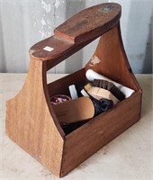 Interesting Vintage Shoeshine Box with Supplies!