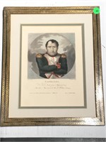 Mid 1800s Hand colored engraving of Napoleon,