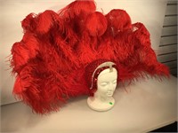 Las Vegas showgirl red boa feather and sequined