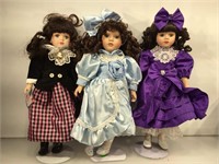 3 Victorian Rose porcelain collectors dolls,