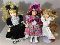 3 Victorian Rose porcelain collectors dolls, 16
