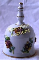 White and Gold Bell with Raised Floral Detail