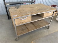 Mobile 2 Drawer Work Bench Approx 1.8m x 1m