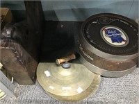 Lot: Pr. of Cymbals, Pabst Sign, etc.