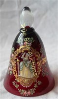 Red Glass Bell with Floral and Fligree Design incl