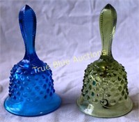 Transparent Colored Glass Bells With Raised Detail
