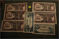 1 and 10 Shilling Japanese Bills