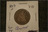 1853 Seated Qiarter VG
