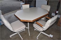 DINING SET W/ 4 ROLLING CHAIRS VERY CLEAN 48" L X
