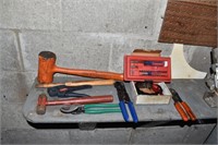 GROUP OF TOOLS, MALLET, SCREW DRIVER SET ETC