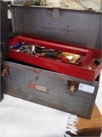 Gray metal tool box