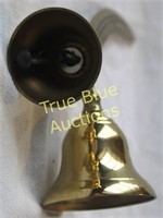Double Brass Bell with Feather Handle Enscribed wi