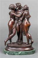 Ferdinando de Luca "Three Graces" Bronze Sculpture
