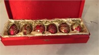 Set of 6 Red and Gold Christmas Ornaments