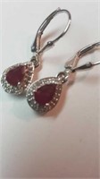 Silver 925 earrings with rubies & cubics