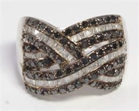 1ct. Genuine Black & White Diamond Baguette Ring