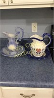 (2) Pitcher and Bowl (1) HAS BROKEN HANDLE AND