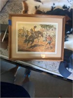 "The Bronc Buster" picture, framed, signed