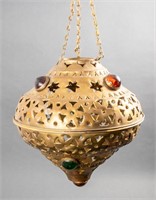 Judaica North African Pierced Brass Ner Tamid